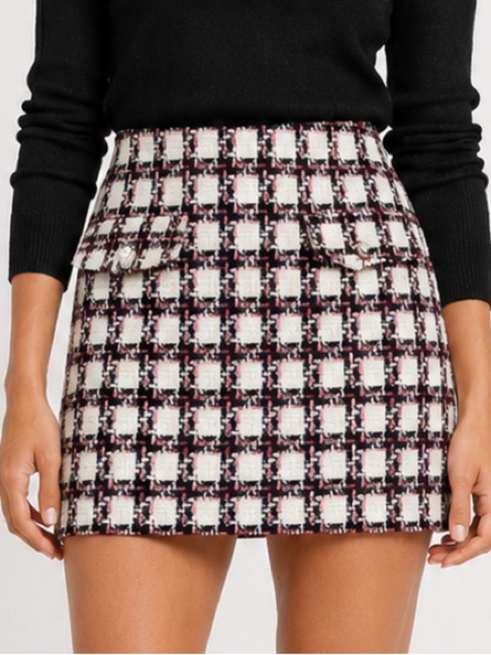 Maison d’Amélie Paris Tweed Plaid Mini Skirt Size 6